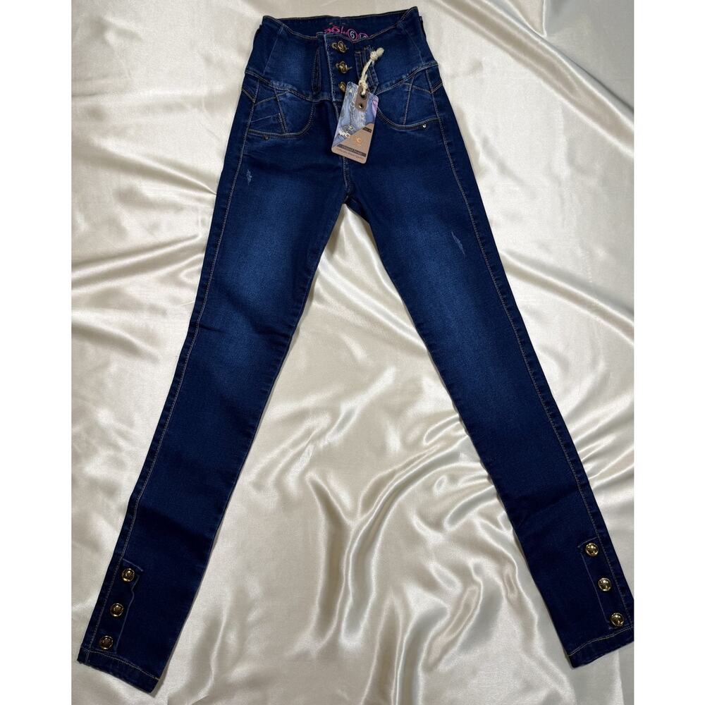 Tummy Control Colombian Jeans Butt Lift Size 6 High-Rise Skinny Stretch Ankle